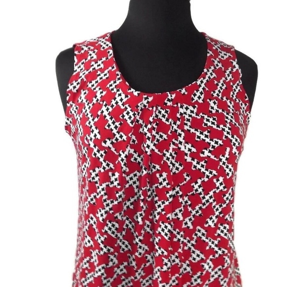 ANNE KLEIN Red Black White Houndstooh Career Top S - Picture 8 of 8
